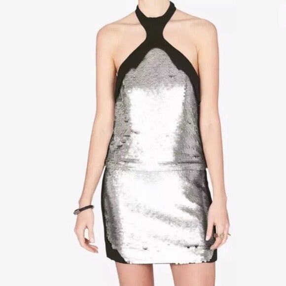 $350 Sass & Bide Twilight of Glimpse NYE Black Silver Sequin Party Dress - 12 - Picture 2 of 6